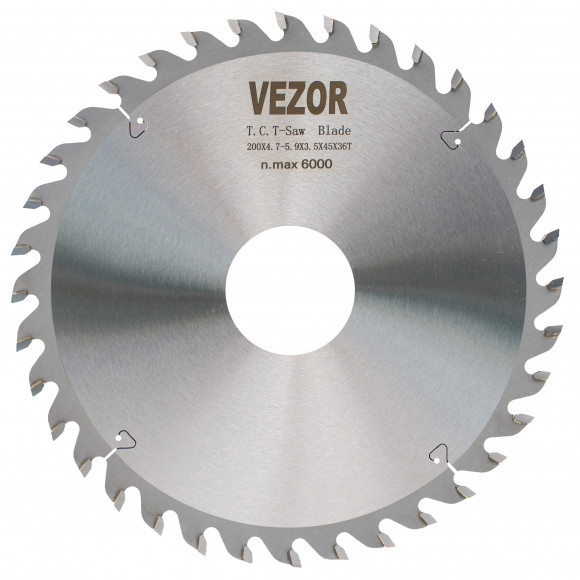 Диск пильный подрезной конический VEZOR (D200 4,3-5,5 d45 Z36)
